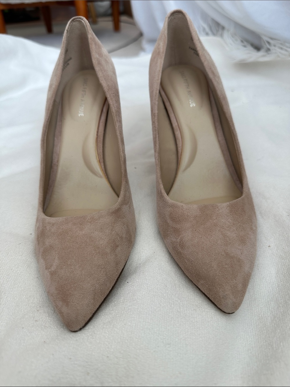Saks Fifth Avenue Natural Nude Pointed-Toe Suede Pumps